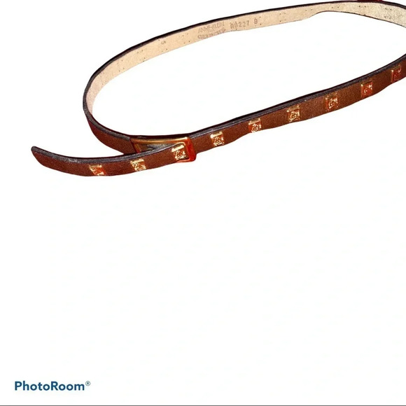 Anne Klein Vintage brown leather studded belt - Picture 3 of 13